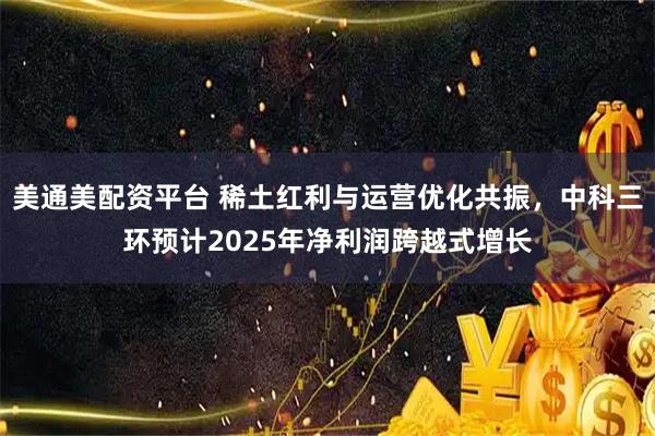 美通美配资平台 稀土红利与运营优化共振，中科三环预计2025年净利润跨越式增长